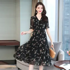 Đầm Voan Hoa Nữ Dáng Xòe Thanh Lịch VH01