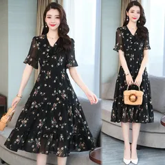 Đầm Voan Hoa Nữ Dáng Xòe Thanh Lịch VH01