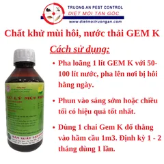 Thuốc xử lí mùi hôi, nước thải GEM K, chuyên xử lí cống rãnh gia đình, chuồng trại, xuất xứ Việt Nam, chai 1 lít 769385