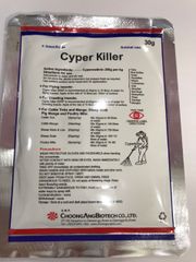 Thuốc diệt Mạt gà CYPER KILLER, ngoài ra còn tiêu diệt các loại côn trùng khác trong chăn nuôi (ruồi, nhặng, ve, rận, gián, kiến,...), xuất xứ Hàn Quốc.