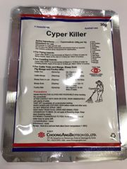 Thuốc diệt Mạt gà CYPER KILLER, ngoài ra còn tiêu diệt các loại côn trùng khác trong chăn nuôi (ruồi, nhặng, ve, rận, gián, kiến,...), xuất xứ Hàn Quốc.