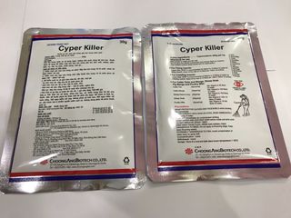 Thuốc diệt Mạt gà CYPER KILLER, ngoài ra còn tiêu diệt các loại côn trùng khác trong chăn nuôi (ruồi, nhặng, ve, rận, gián, kiến,...), xuất xứ Hàn Quốc.