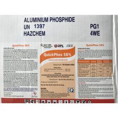 Sản phẩm khử trùng, diệt mọt nông sản Quickphos 56% xuất xứ Ấn Độ. Chai nhôm 1 Kg gồm 334 viên, mỗi viên 3g. 769391