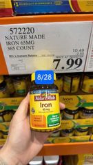 Viên uống Bổ Sung Sắt Nature Made Iron 65 mg - Tăng Cường Hệ Miễn Dịch - Ngăn Ngừa & Cải Thiện Tình Trạng Thiếu Máu - S/P Chuẩn Mỹ