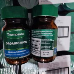 Viên uống Sắt Hữu Cơ Thompson's Organic Iron 30 viên - Bổ Sung Sắt Hiệu Quả - Cải Thiện & Phòng Ngừa Thiếu Máu [Không gây Táo Bón] - S/P Chuẩn Úc