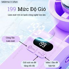 [Mátme Shop X UFAN] Quạt Cầm Tay Mini JF137 màu Đen Gập Gọn, Làm Mát Sâu Bằng Sò Lạnh, 199 Cấp Gió