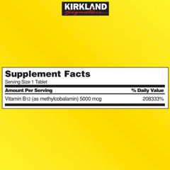 Viên ngậm Vitamin B12 Hương vị Cherry Kirkland Signature B12 5000 mcg - 300 viên - Hỗ Trợ Năng Lượng/Sức Khỏe Tinh Thần- Giảm Stress - S/P Chuẩn Mỹ