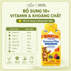 Kẹo Dẻo Vitamin L'il Critters Gummy Vites Mỹ Cho Bé 2+ Tuổi 300 Viên - Nội địa Mỹ