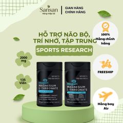 Sports Research Magtein Magnesium L-Threonate 90 Viên - Magie L-Threonate Hỗ Trợ Não Bộ, Trí Nhớ, Tập Trung - Non GMO, G