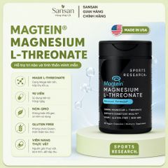 Sports Research Magtein Magnesium L-Threonate 90 Viên - Magie L-Threonate Hỗ Trợ Não Bộ, Trí Nhớ, Tập Trung - Non GMO, G