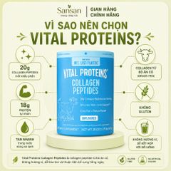 Vital Proteins Collagen Peptides 20oz (567g) - Bột Collagen Peptides Thủy Phân Từ Bò Ăn Cỏ - Không Hương Vị - 28 Khẩu Ph