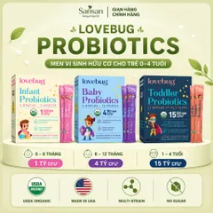 Men Vi Sinh Lovebug Probiotics Cho Trẻ Sơ Sinh & Trẻ Nhỏ – Hữu Cơ USDA | Hỗ Trợ Tiêu Hóa & Miễn Dịch