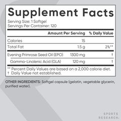 Sports Research 1300mg - Tinh dầu hoa anh thảo, giúp cân bằng nội tiết, hỗ trợ sức khỏe phụ nữ, không chứa gluten, Sản xuất tại Mỹ