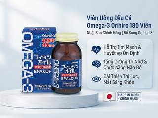 Viên Uống Dầu Cá Omega-3 Orihiro 180 Viên Nhật Bản Chính Hãng | Bổ Sung Omega 3 Hỗ Trợ Tim Mạch & Não Bộ