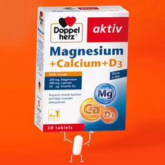 Viên uống Doppelherz Magnesium + Calcium + D3 30 viên - Bổ sung Vitamin D3, Canxi, Magie hỗ trợ xương khớp chắc khỏe