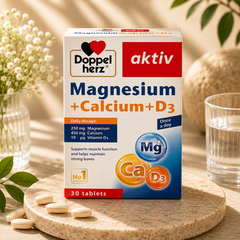 Viên uống Doppelherz Magnesium + Calcium + D3 30 viên - Bổ sung Vitamin D3, Canxi, Magie hỗ trợ xương khớp chắc khỏe