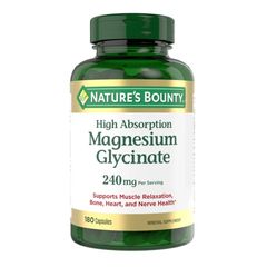 Magie Glycinate 240 mg Nature's Bounty - Hỗ trợ sức khỏe tim mạch cho giấc ngủ sâu, giảm stress, sản xuất tại Mỹ