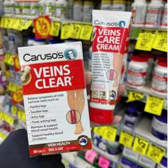 Viên uống Caruso's Vein Clear 60 viên & Kem bôi Caruso's Vein Care Cream 75g - Hỗ Trợ Suy Giãn Tĩnh Mạch - S/P Chuẩn Úc