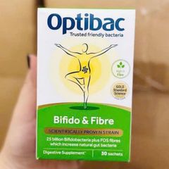 Men Vi Sinh Optibac Bifido & Fibre 30 gói/hộp [Optibac Xanh Lá] - Bổ Sung Chất Xơ - Hỗ Trợ Giảm Táo Bón - S/P Chuẩn UK