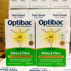 Men Vi Sinh Optibac Bifido & Fibre 30 gói/hộp [Optibac Xanh Lá] - Bổ Sung Chất Xơ - Hỗ Trợ Giảm Táo Bón - S/P Chuẩn UK