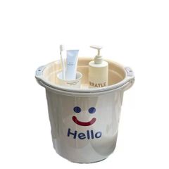 Set Xô Kèm Chậu Hello Cao Cấp (14 Lít) - Chất Liệu Nhựa PP Dày Dặn, Có Quai Xách Tiện Lợi, Họa Tiết Mặt Cười Dễ Thương