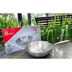 Chảo Inox Sâu Lòng Chống Dính Đáy Từ Amey - Kích Thước 28cm & 30cm Dùng Được Trên Mọi Loại Bếp