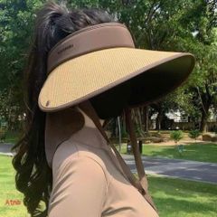 Mũ Cót Vành Rộng Đi Biển Cao Cấp - Nón Cót Nữ Phối Dây Nơ Ren Thêu Hoa Vintage Gấp Gọn Siêu Xinh