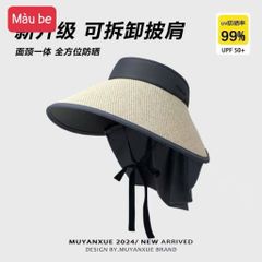 Mũ Cót Vành Rộng Đi Biển Cao Cấp - Nón Cót Nữ Phối Dây Nơ Ren Thêu Hoa Vintage Gấp Gọn Siêu Xinh