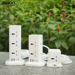 Ổ Cắm Điện Đa Năng JIWON - Tích Hợp Cổng USB và Type C, Tự Ngắt An Toàn, 4 Ổ, Chiều Dài 2.4m