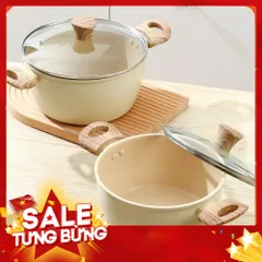 Nồi Chống Dính Vân Đá Đủ Size 20, 22, 24cm - Tay Cầm Chống Nóng, Dùng Được Mọi Loại Bếp