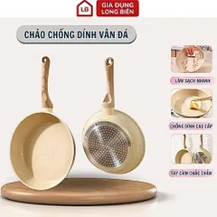 Chảo Chống Dính Bếp Từ Vân Đá Cạn Lòng 20/24/26/28cm - Chảo Dùng Mọi Loại Bếp