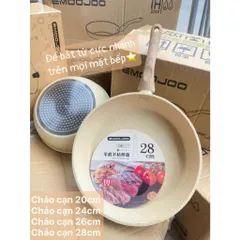 Chảo Chống Dính Bếp Từ Vân Đá Cạn Lòng 20/24/26/28cm - Chảo Dùng Mọi Loại Bếp