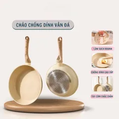 Chảo Chống Dính Bếp Từ Vân Đá Cạn Lòng 20/24/26/28cm - Chảo Dùng Mọi Loại Bếp