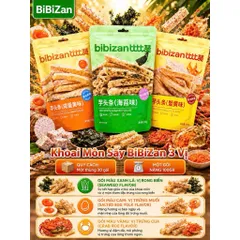 Combo 3 Gói Khoai Môn Sấy BiBiZan Đủ 3 Vị 100g - Snack Bánh Bim Bim Khoai Môn Chiên Sấy Giòn Tan Đồ Ăn Vặt Nội Địa Trung