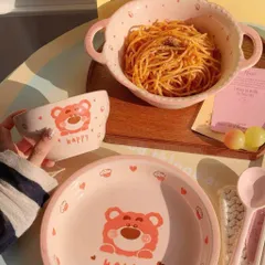 Set 5 Món Bát Đĩa Sứ Gấu Hồng Cute – Bộ Chén Đĩa Decor Cao Cấp Kèm Tô Hai Tai Và Thìa, Gốm Sứ Tráng Men Chịu Nhiệt