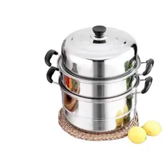 Bộ Nồi Hấp 3 Tầng Inox 28cm Kèm 2 Vỉ Hấp - Dùng Được Bếp Từ, Bếp Điện