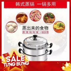 Bộ Nồi Hấp 3 Tầng Inox 28cm Kèm 2 Vỉ Hấp - Dùng Được Bếp Từ, Bếp Điện
