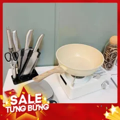 Chảo Chống Dính Vân Đá Màu Kem 24cm - Dùng Cho Bếp Từ, Tiện Lợi Cho Mọi Món Xào