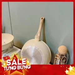 Chảo Chống Dính Vân Đá Màu Kem 24cm - Dùng Cho Bếp Từ, Tiện Lợi Cho Mọi Món Xào
