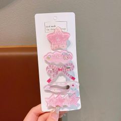 Set 5 Kẹp Tóc Cho Bé Gái Hello Kitty Kuromi Dễ Thương, Combo Kẹp Tóc Mái Nhựa Thạch Trong Suốt Cao Cấp - SP2757