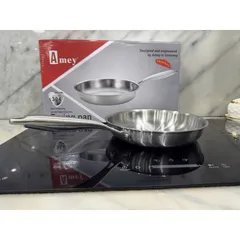 Chảo Inox Cạn Lòng Amey Chống Dính Đáy Từ - Kích Thước 26cm & 28cm Dùng Được Trên Mọi Loại Bếp