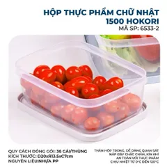 Bộ 3 Hộp Nhựa Đựng Thực Phẩm Chữ Nhật Hokori 6533 Cao Cấp - Hộp Bảo Quản Thức Ăn Trong Suốt Kháng Khuẩn Tiện Lợi