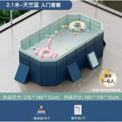Bể Bơi Gấp Gọn Cho Bé Và Gia Đình 2.1M Không Cần Bơm Hơi - Bể Phao Tắm Thành Cứng Chịu Lực Cao Cấp Cách Nhiệt