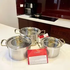 Bộ 3 Nồi Misu Inox 304 Cao Cấp - Bộ Nồi Inox Sử Dụng Cho Mọi Loại Bếp