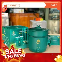 Nồi Lẩu Điện Mini, Nấu Mì 2 Tầng Kèm Giá Hấp Đa Năng 18cm