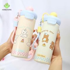 Bình Giữ Nhiệt XCUP Black Cat 600ml Inox SUS 316 Họa Tiết Mèo Đen Dễ Thương, Giữ Nóng Lạnh Lâu, Có Dây Đeo