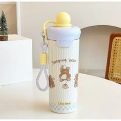 Bình Giữ Nhiệt XCUP Black Cat 600ml Inox SUS 316 Họa Tiết Mèo Đen Dễ Thương, Giữ Nóng Lạnh Lâu, Có Dây Đeo