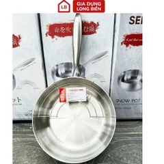Chảo Tuyết Inox 5 Lớp Nguyên Khối Chống Dính SEKA Tặng Kèm Vỉ - Chảo Sâu Lòng Inox 304, Phù Hợp Mọi Loại Bếp