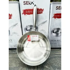 Chảo Tuyết Inox 5 Lớp Nguyên Khối Chống Dính SEKA Tặng Kèm Vỉ - Chảo Sâu Lòng Inox 304, Phù Hợp Mọi Loại Bếp