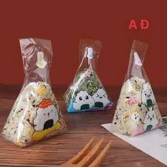 Combo 100 Túi đựng cơm nắm túi đựng cơm tam giác túi bóng đựng cơm onigiri túi bóng kính đựng cơm nắm dễ thương tiện lợi